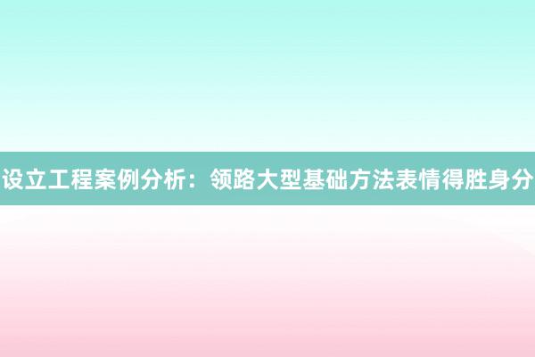 设立工程案例分析：领路大型基础方法表情得胜身分