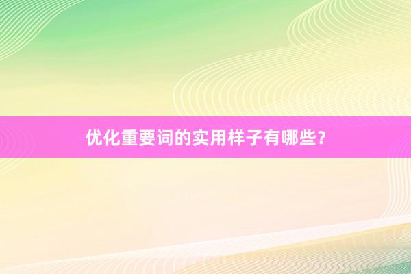 优化重要词的实用样子有哪些？