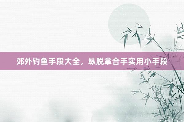 郊外钓鱼手段大全，纵脱掌合手实用小手段